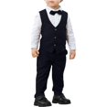 thumbnail image 2 of Boys Formal 3 Piece Suit Set, Classic Vest Pants and Shirt Outfit for Kids, Wedding Party and School Event, Age 1-7 Years Black 100, 2 of 9