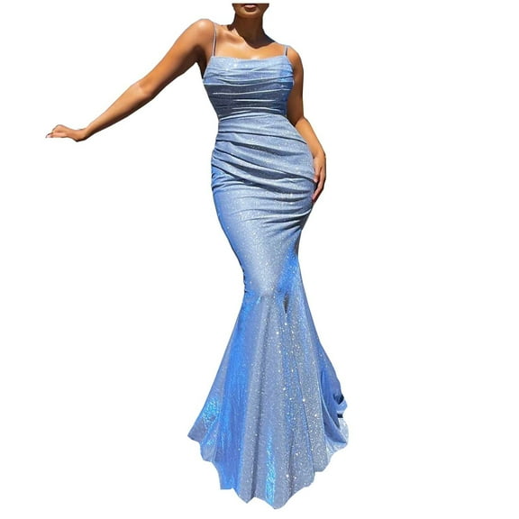 Leesechin Women's Fashion Pencil Dress Strapless Solid Color Slim Sling Waist Tube Top Sleeveless Sequin Long Dress