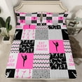 thumbnail image 2 of Manfei Sport Theme Twin Sheet Sets,Gymnastics Game Twin Fitted Sheet,Pink Geometric Wave Lines Flat Sheet For Girls,Breathable Room Decorative,3pcs, 2 of 7