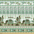 thumbnail image 2 of Ambesonne Ethnic Fabric by the Yard Upholstery, Triangles Elephants Birds, 1 Yard, Pale Teal and Multicolor, 2 of 5