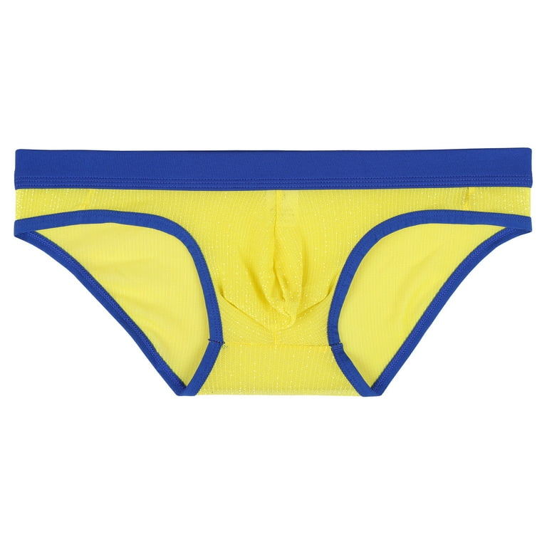 kpoplk Underwear Men Men's Underwear Bikini Briefs Low Rise Half Back  Coverage Silky Touch Underpants(Yellow,L)