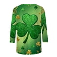 thumbnail image 6 of 3/4 Length Sleeve Tops for Women Oversized CrewneckSt Patricks Day Irish Shamrocks Print Short Sleeve T Shirts Summer Casual Plus Size Round Neck Loose Comfy Tee Shirt, 6 of 8