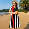 thumbnail image 4 of Vsdgher Pompiers Drapeau USA pour Femmes Été 2025 Robes Midi Maxi Décontractées Légères Manches Courtes Col Rond Robe de Plage, 4 of 6