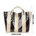 thumbnail image 3 of PVC Tote Bag with Letter Print, Waterproof Plastic Handbag for Shopping, Daily Commute, and Travel, Approximately 16.9 x 12.6 x 5.9 Inches (Black), 3 of 9