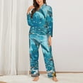 thumbnail image 2 of Naloa Underwater Dolphin Scene Pajamas for Women Set, Womens Pajama Sets, Lounge Sets for Women, 2pjs for Women-Medium, 2 of 7