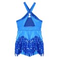 thumbnail image 4 of Alvivi Girls Sparkle Latin Dance Fringe Dress Kids Ballet Jazz Chacha Tango Rumba Dancewear Blue 12, 4 of 7