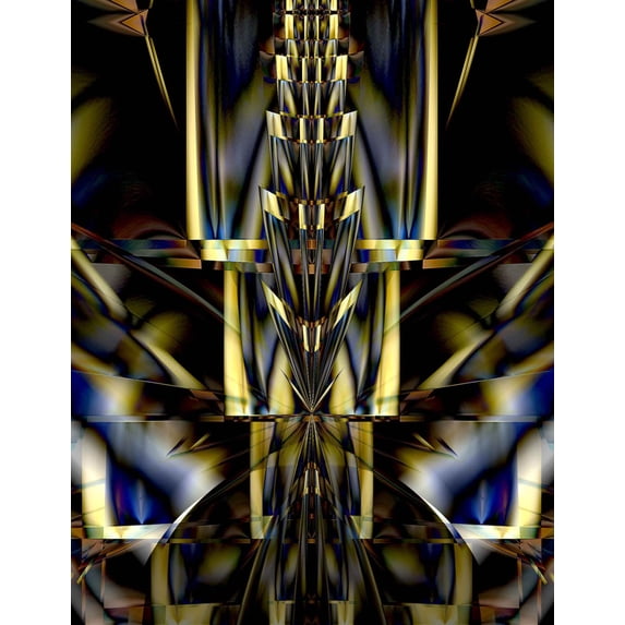 Xzendor7 "Spire of Gold & Cobalt Blue Center Cut" Glossy Poster