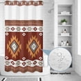 thumbnail image 2 of No Hook Shower Curtain, Southwest Shower Curtains for Bathroom with See Through Top Window, Western Brown Beige Geometric Abstract Art Wooden Waterproof & Washable Bath Curtain Stand Up Stall 36"x72", 2 of 9