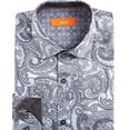 thumbnail image 2 of Tallia Men's Slim Fit Performance Stretch Paisley Dress Shirt Gray Size 16.5x32-33, 2 of 3
