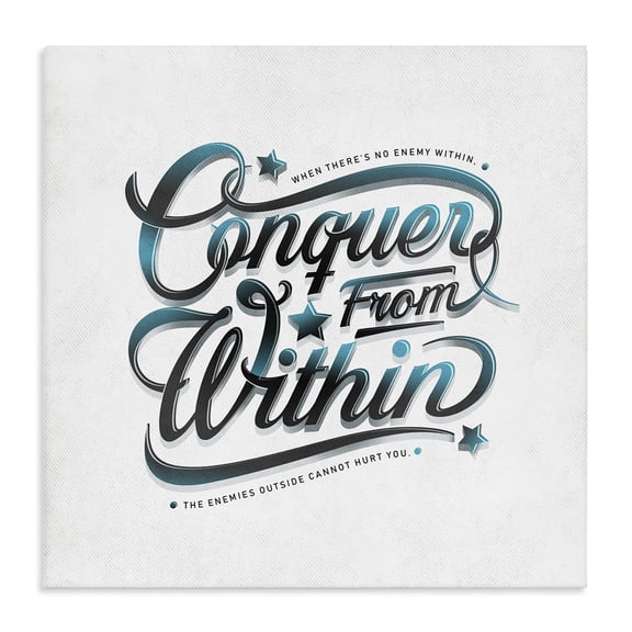 Stupell Industries Contemporary Conquer From Within Inspirational Blue Word Design Canvas Art, 30 x 30, by Estera Kecek