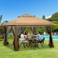 thumbnail image 5 of AVAWING 12x12 ft Outdoor Pop-up Canopy Tent with Sidewalls-for Backyard Events, Brown, 5 of 7