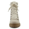 thumbnail image 2 of Soda Women Chunky Thick Heels Lug Sole Faux Fur Ankle Combat Boots Lace Up Side Zipper Booties Keynote-S Beige Sand Nubuck 8.5, 2 of 4