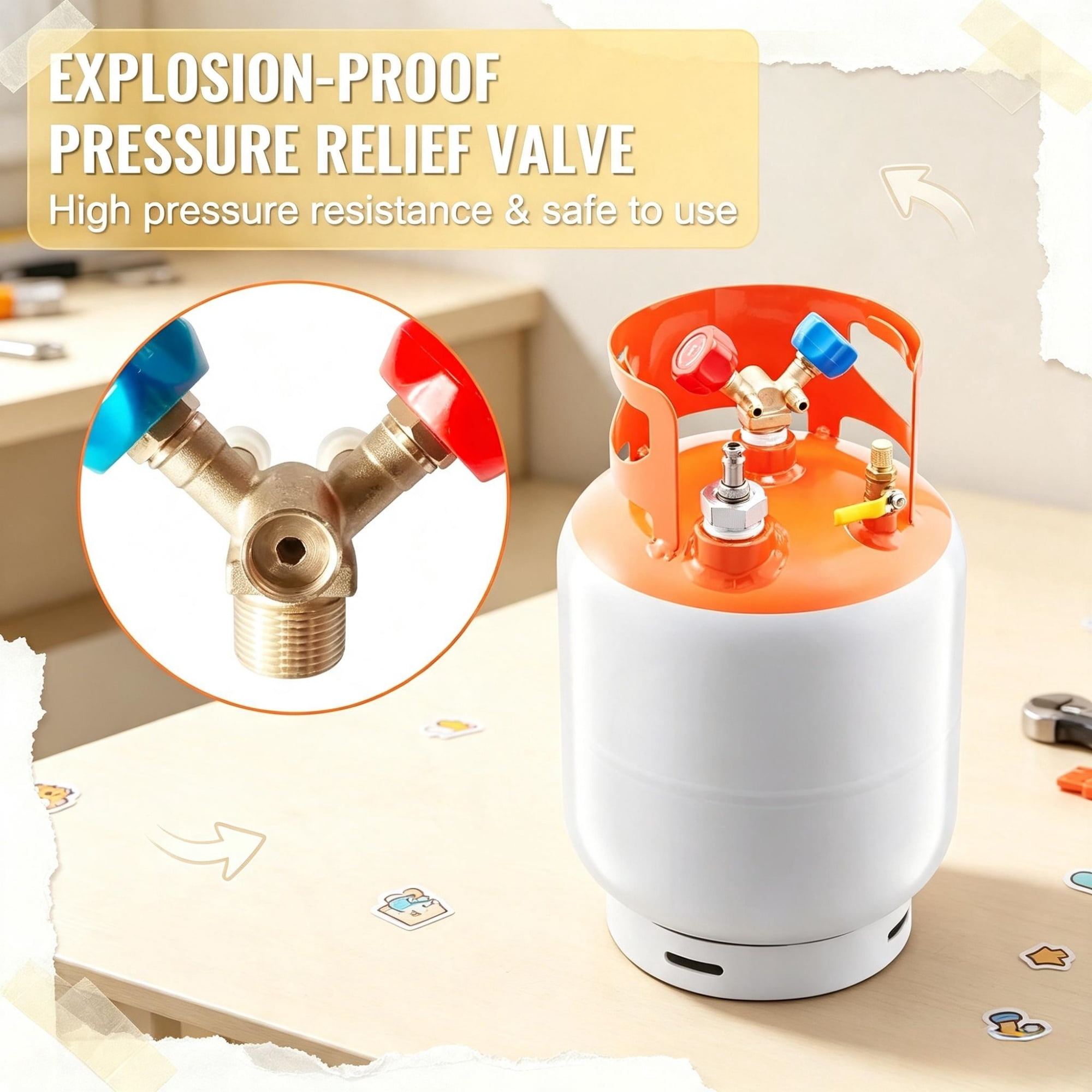 30 lb. Refrigerant Recovery Tank with Float Switch & ¼ to ½ Adaptor (Only Refrigerant Recovery Tank)