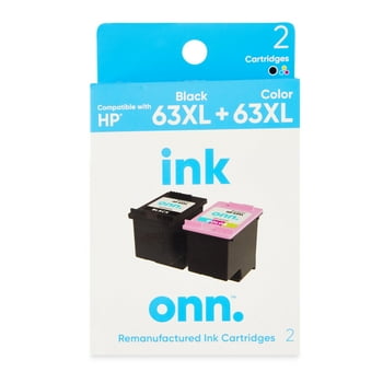 onn. Remanufactured Ink Cartridge, HP 63XL Black, 63XL Tri-Color, 2 Cartridges