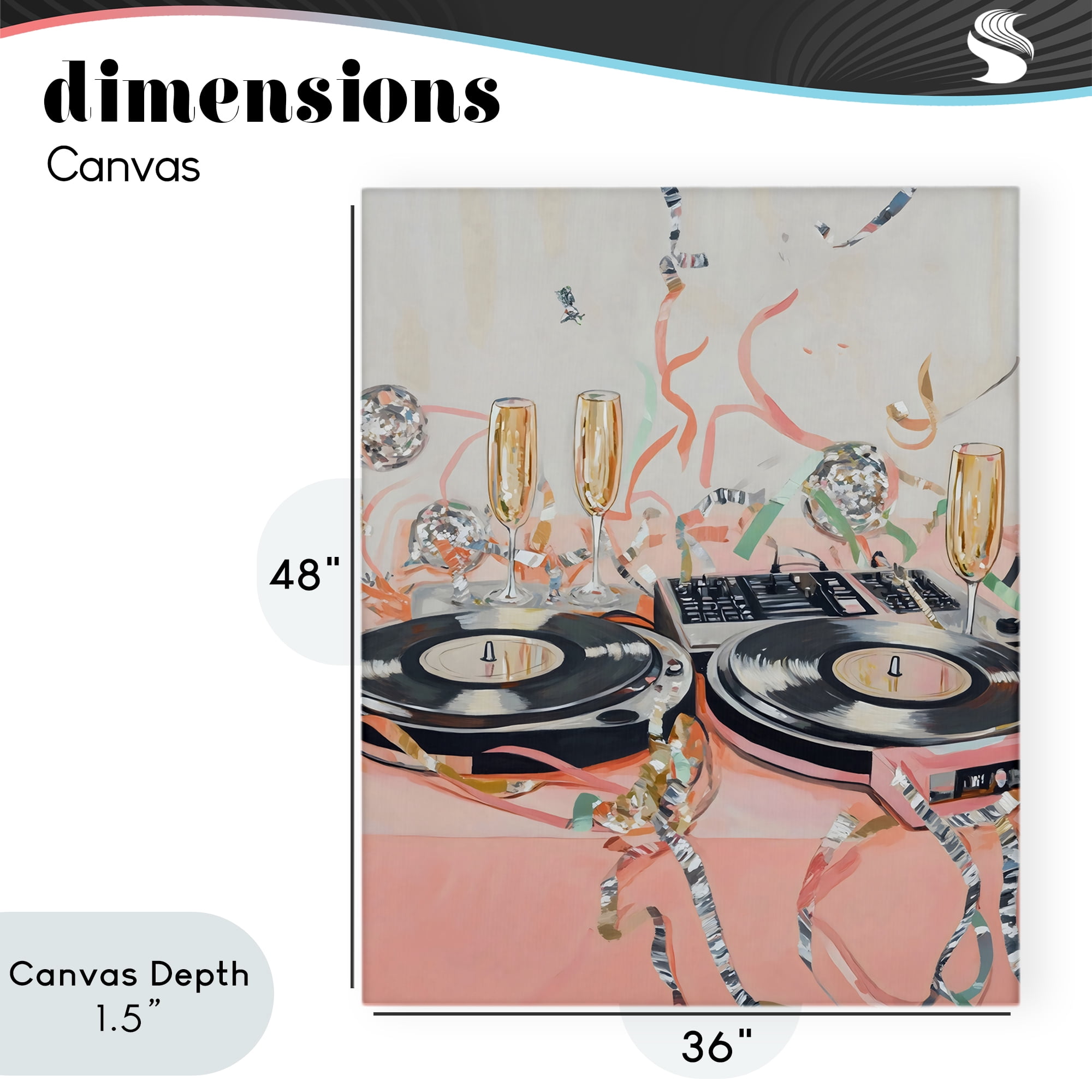 Stupell Industries Retro Turntable & Champagne Party Canvas Wall Art, design by The Prints Vibe