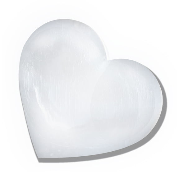 Himalayan Glow Selenite Crystal Heart Stone 10cm, Moroccan Selenite Crystal for Healing and Meditation, Home Decoration Stone
