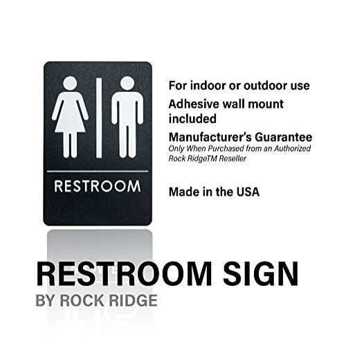 Pack of 12 Made in USA Rock Ridge Unisex Restroom Sign ADA-Compliant Bathroom Door Sign Office Business Restaurant 