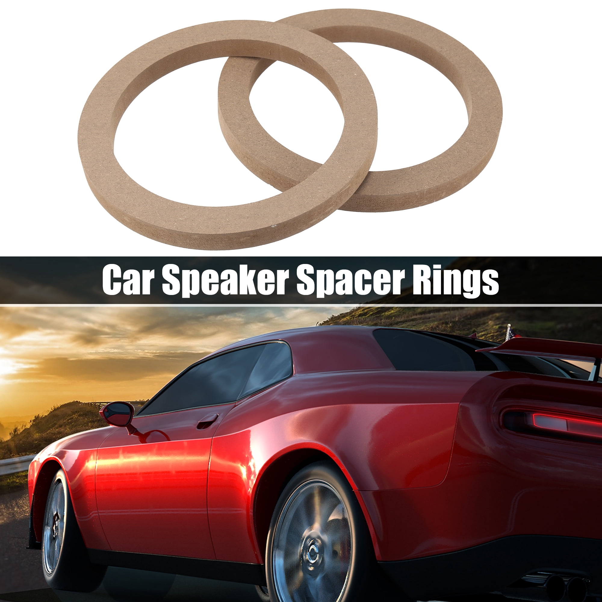 Unique Bargains 4 Pcs 6.5" Wooden Car Speaker Spacer Rings Adapter Bracket Holder