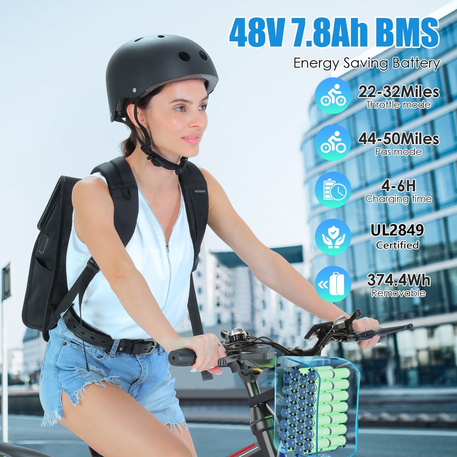 Elifine 500W 26" Electric Bike Folding Electric Mountain Bike, 22Mph, 48V 7.8Ah Battery Foldable Ebike, 21 Speed, Full Suspension Mountain E-bikes for Adults Women Men with 5 Riding Modes