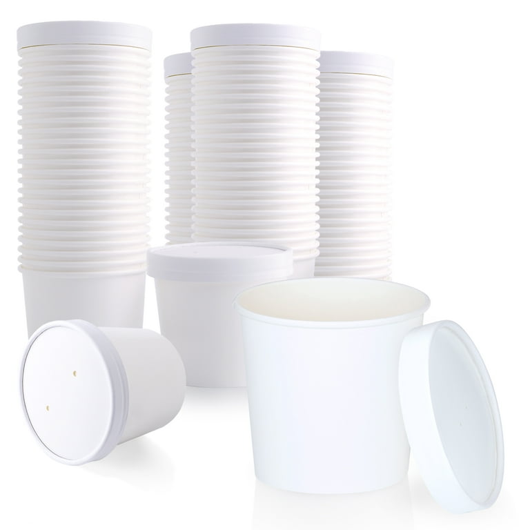 50pack 16oz Paper Soup Containers with Lids, Disposable Kraft Paper Food  Cups, Ice Cream Cups, Paper food Storage with Lids, Microwavable and  Freezer