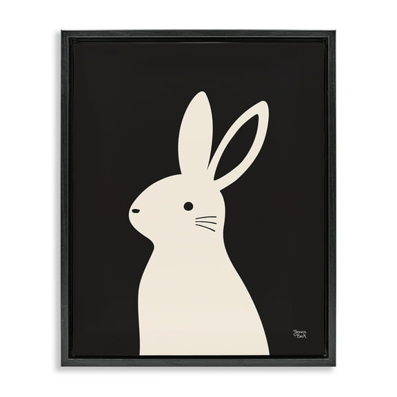 Stupell Industries Simple White Bunny Animals Painting Black Floater Framed Canvas Art Print Wall Art, 17 x 21