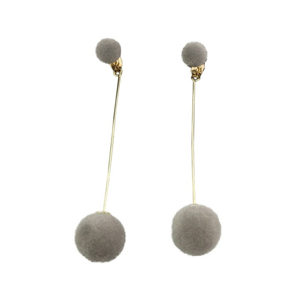 Ayyufe Elegant Chain Fur Ball Long Dangle Earring Women Eardrop Earrings