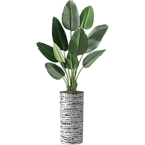 Artificial Tree in Contemporary Planter, Fake Bird of Paradise Silk Tree for Indoor and Outdoor Home Decoration - 67" Overall Tall (Plant Pot Plus Tree)
