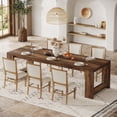 thumbnail image 2 of Tribesigns Farmhouse Dining Table for 6-8, 86 Inch Long Narrow Kitchen Table with Wood Pedestal Base for Living Room, Kitchen, Rustic Brown, 2 of 7