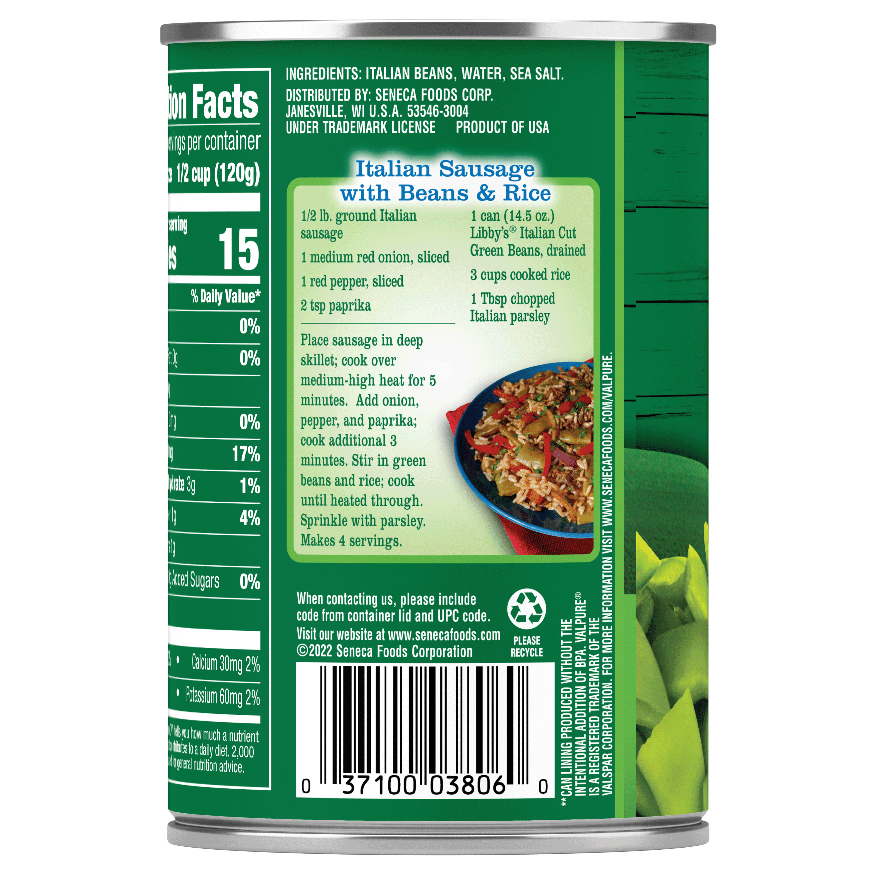 Libby's Canned Italian Cut Green Beans 14.5 oz. Can