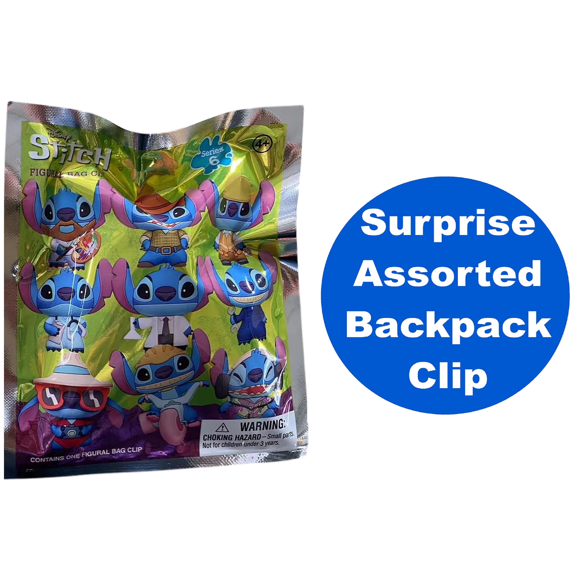 Disney: Backpack Clip Blind Bag - Lilo & Stitch - 3" Mystery Collectible Figure, 3D Sculpt Characters, Metal Clip & Chain, Surprise Asstd Licensed Toy