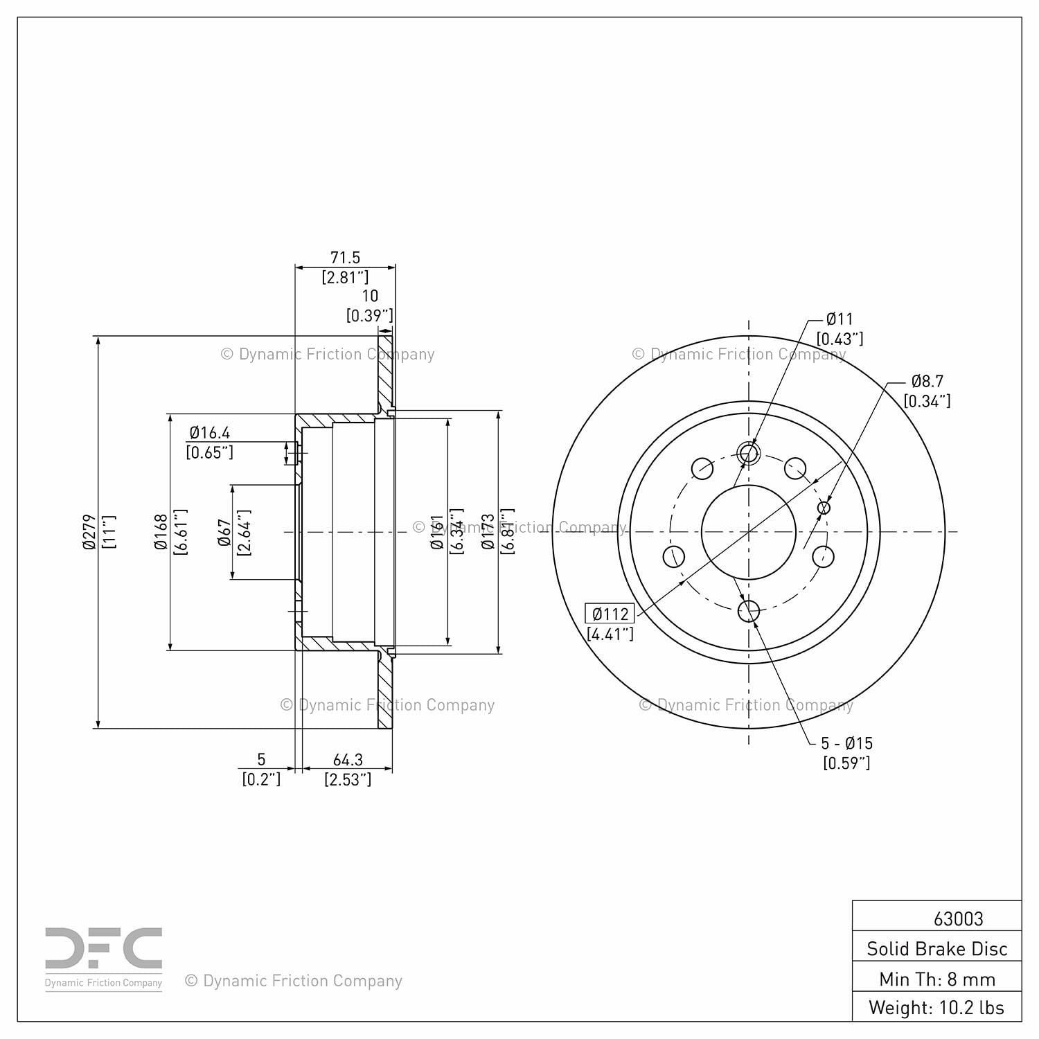 Rear Dynamic Friction Company Disc Brake Rotor 600-63003 (1)