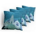 thumbnail image 5 of Ambesonne Ocean Throw Pillow Cover 4 Pack, Mermaid Castle, 18", Turquoise Pale Blue Teal, 5 of 7