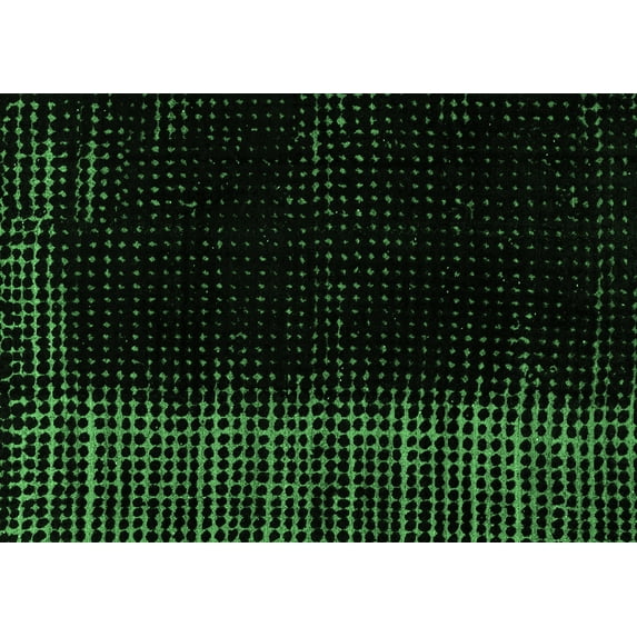 Ahgly Company Indoor Rectangle Abstract Emerald Green Modern Area Rugs, 7' x 9'