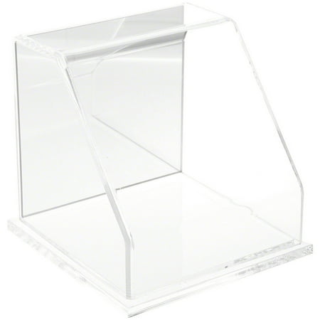 Plymor Clear Acrylic Slanted Front Display Case with Base (Mirror Back), 6" x 6" x 6"