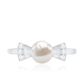 thumbnail image 4 of Rosec Jewels Freshwater Pearl Solitaire Ring with Diamond, Cute Bow Tie Ring - 6 mm, 925 Sterling Silver, US 9.00, 4 of 8
