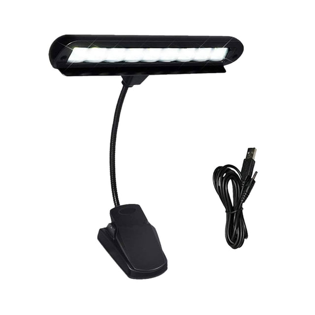 Lampe de Musique à Clipser sur Pied 9 Lampes d'Orchestre à LED Lumière de Piano Lampe de Pied de Musique Entièrement Réglable avec Câble d'Alimentation (Sans Piles, Noir)