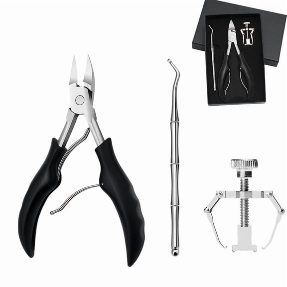 Dr.pedi Precision Ingrown Toenail & Callus Clipper Set,  Stainless Steel Pedicure Tools Kit for Thick Toenails, Complete Home Foot Care with Case