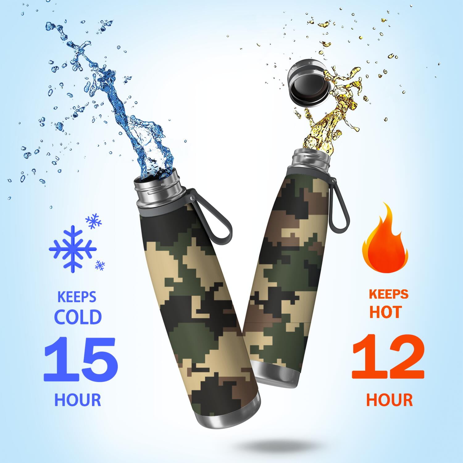 29oz Insulated Water Bottle with Tea Infuser, Stainless Steel Travel Mug, Camouflage Print