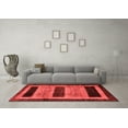 thumbnail image 3 of Ahgly Company Machine Washable Indoor Square Abstract Red Modern Area Rugs, 5' Square, 3 of 4
