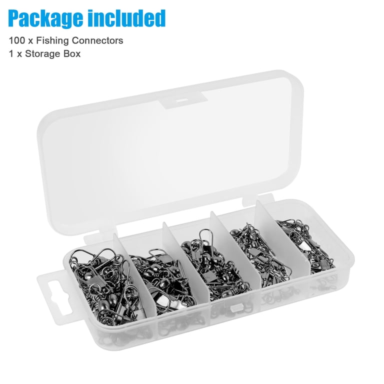 100pcs Fishing Swivels, Fishing Rolling Ball Bearing Barrel Swivel with Safety Snaps High Strength Fishing Connector Swivels Stainless Steel Saltwater 100pcs Fishing Swivels, Fishing Rolling Ball Bearing Barrel Swivel with Safety Snaps High Strength Fishing Connector Swivels Stainless Steel Saltwater