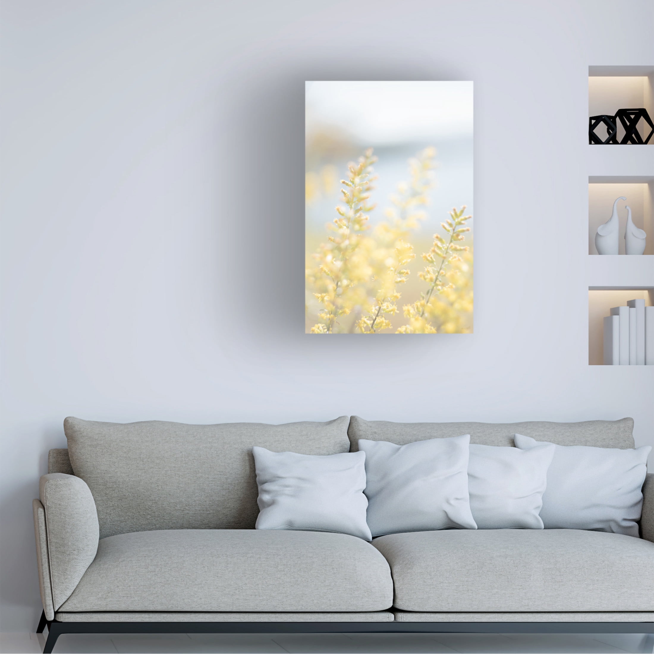 Canvas Wall Art - Life BeautifuLEE 'Tiny Yellow Boquets 2' Wall Art for Living Room, Bedroom, or Office Décor by Trademark Fine Art - 30 x 47 Inches
