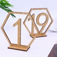 thumbnail image 3 of WRITWAA Chic Wood Table Numbers, Beige, Hexagon, Easy Placement, Perfect for Weddings, 20Pcs, 3 of 5