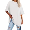 thumbnail image 7 of Tshirts Shirts for Women Short Sleeve Striped Crew Neck Belted Waist Soft Casual Loose Refreshing Breathable Resistant Daily White T-Shirts Sizes M, 7 of 7