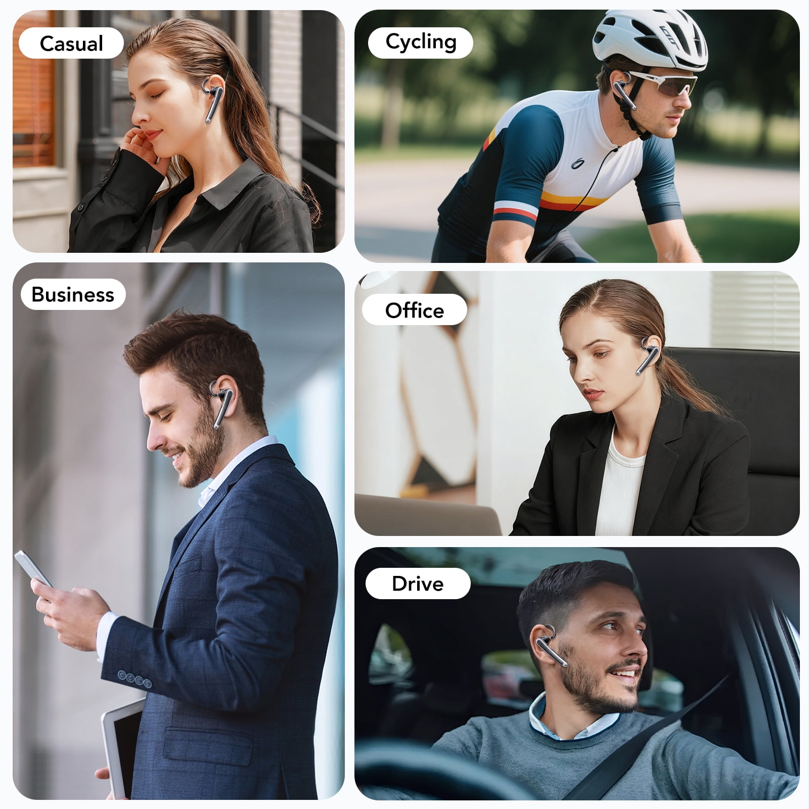 Bluetooth Headset V5.4, Wireless Bluetooth Earpiece, 65H Talk Time with LED Charging Case, Hands Free Noise Canceling Headphones, Wireless Headset with Mute Button for Cell Phones/Trucker/Home/Office