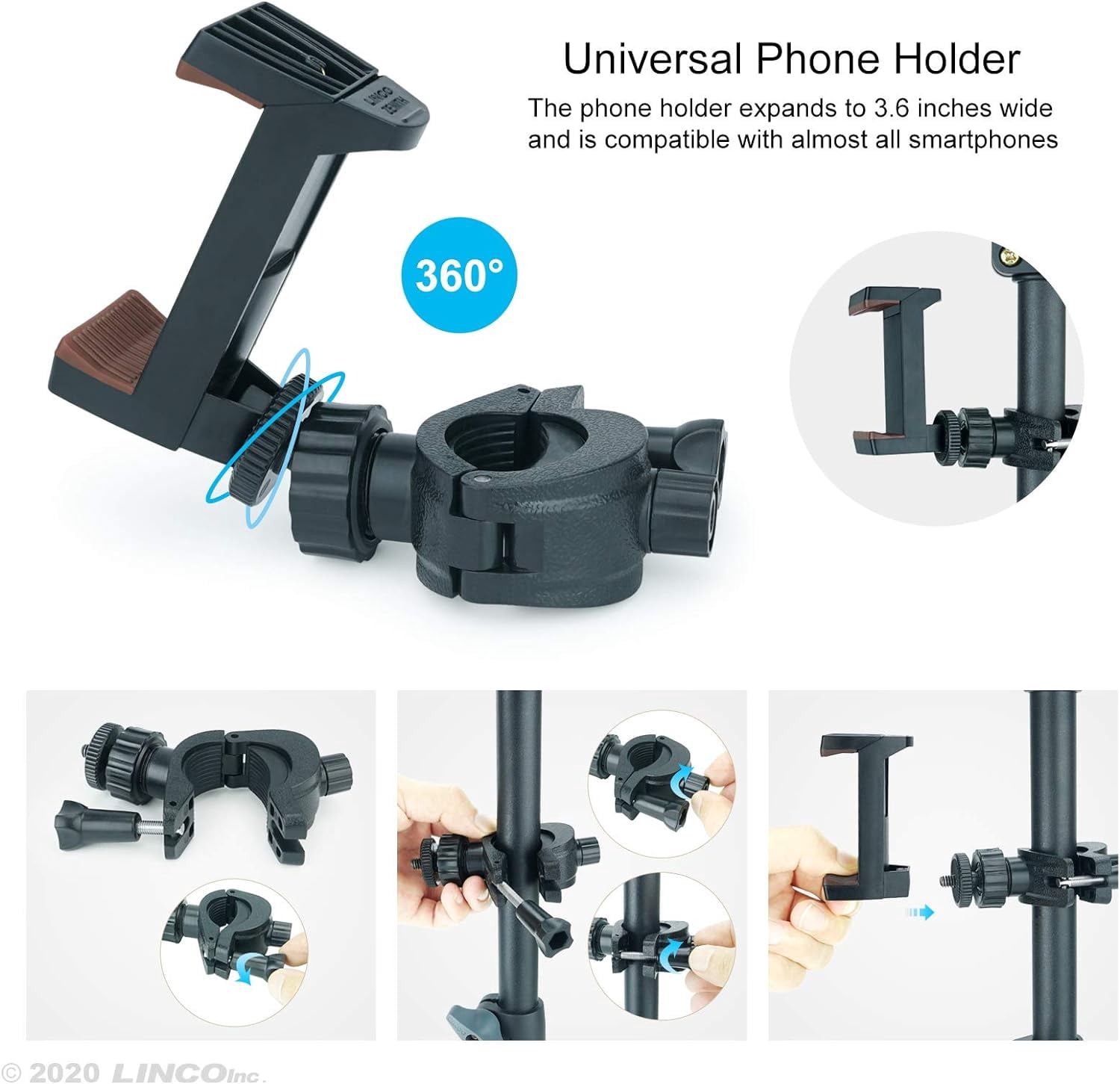 LINCO Dimmable 10in Ring Light Heavy Duty Selfie Stick Tripod Bluetooth Remote 60" for Live Streaming YouTube Video Photography