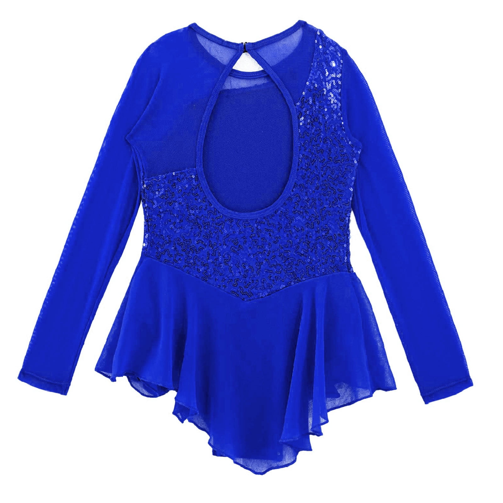 Renvena Kids Girls Shiny Rhinestones Mesh Splice Figure Ice Skating Dress 6 16 Pink 16