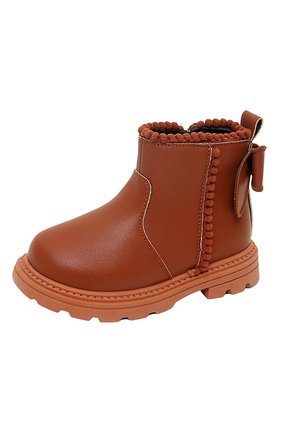 Toddler Girls Slip On Combat Boots Kids Wide Toe Box Ankle Chelsea Booties Platform Fall Boots with Side Zipper Brown Size 8 Toddler