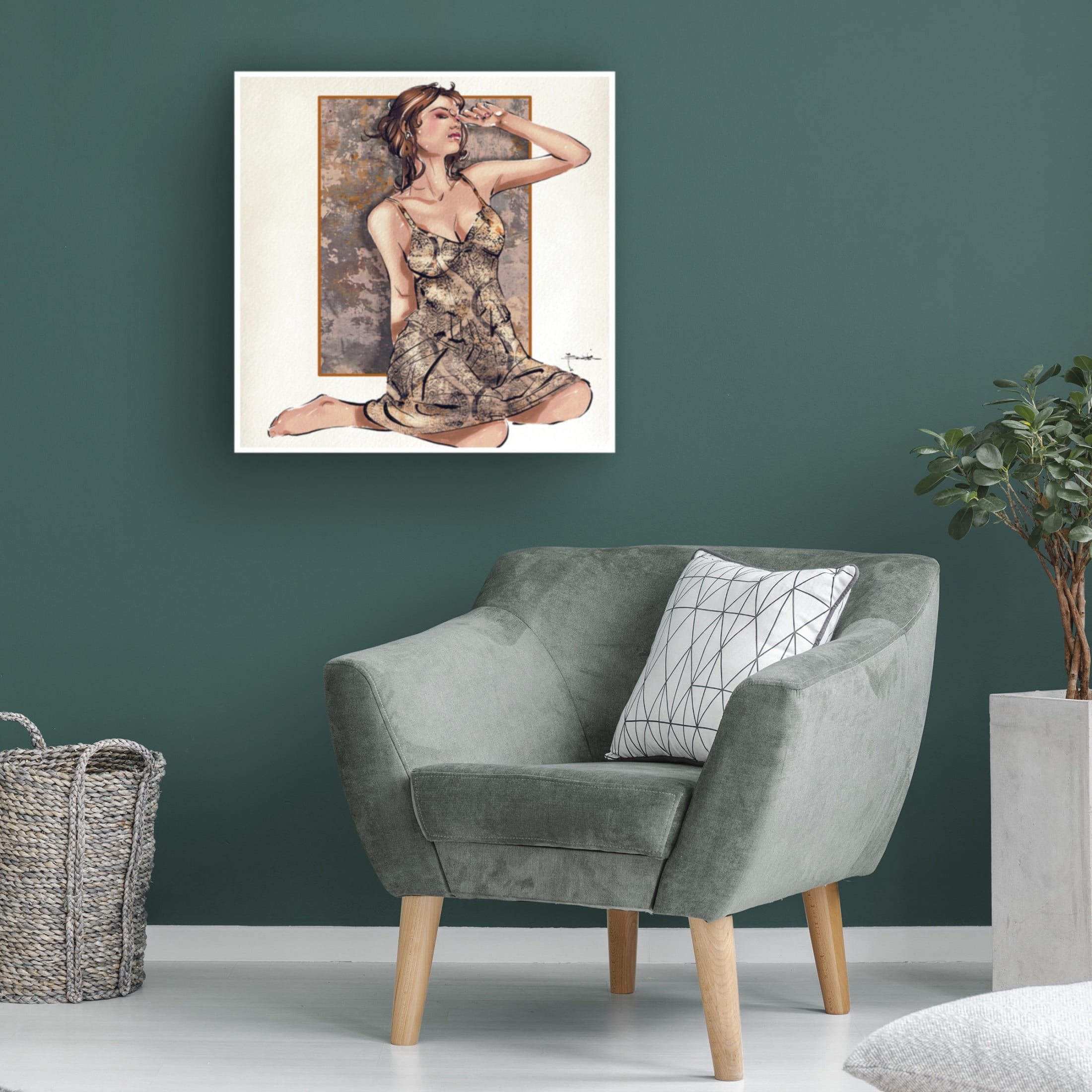 Canvas Wall Art - TMBorenstein 'Carpet Bag' Wall Art for Living Room, Bedroom, or Office Décor by Trademark Fine Art - 35 x 35 Inches
