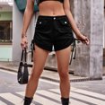 thumbnail image 4 of Jeans Shorts for Women Ruched Side Drawstring Elastic Waist Cargo Shorts Summer Denim Shorts Streetwear with Pockets, 4 of 7