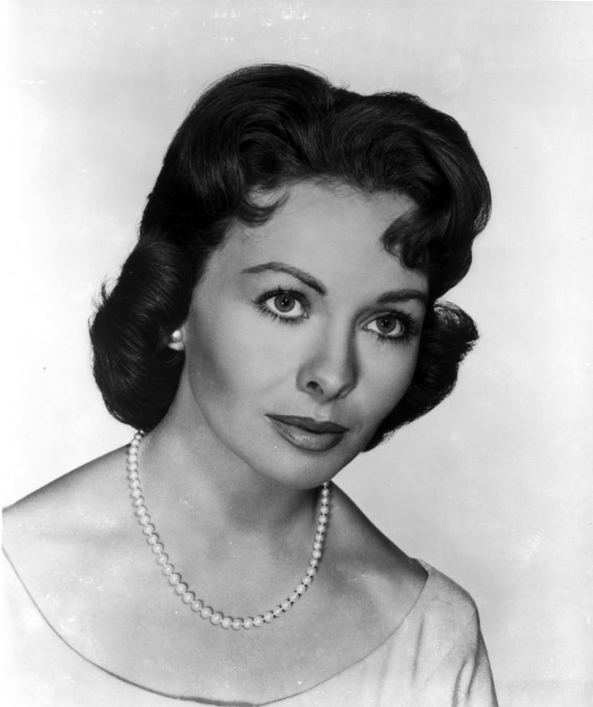 Jeanne Crain Portrait in White Dress and Pearl Necklace and Pearl ...